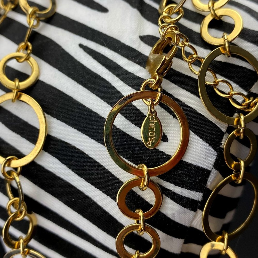 Chico's golden tone Circles 36" necklace EUC